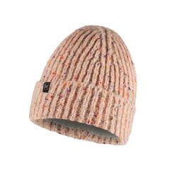 Czapka wełniana Buff Lifestyle Knitted & Fleece Band Hat. Czerwone czapki damskie Buff, bez wzorów, z wełny. W wyprzedaży za 99.95 zł.