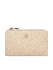 Tommy Hilfiger Portfel Th Icon Bifold Wallet Monoplay AW0AW18594 Beżowy. Brązowe portfele damskie Tommy Hilfiger, bez wzorów, ze skóry. Za 329.99 zł.