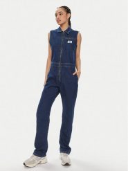 Calvin Klein Jeans Kombinezon J20J222840 Granatowy Regular Fit. Niebieskie sukienki damskie Calvin Klein Jeans, bez wzorów, z bawełny, bez ramiączek. Za 419.99 zł.