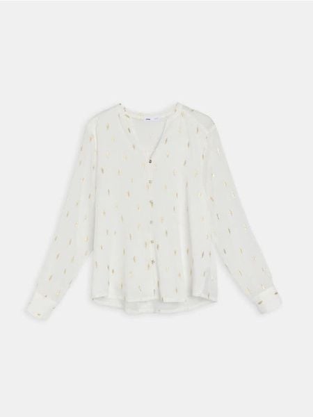 Koszula z metalicznym wzorem - wielobarwny. Koszule damskie Sinsay, l, bez wzorów, bez kołnierzyka, bez ramiączek. Za 49.99 zł.