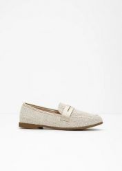 Półbuty wsuwane loafer. Brązowe półbuty damskie bonprix, bez wzorów, bez obcasa, bez zapięcia. Za 114.99 zł.
