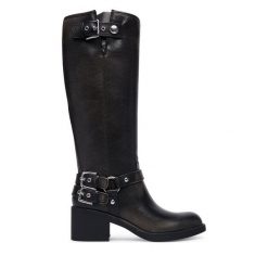 Kozaki Guess. Czarne kozaki damskie Guess, bez obcasa, na słupku, bez zapięcia. Za 824.99 zł.