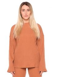 Bluza miękki na co dzień na siłownię. Brązowe bluzy damskie LEONE 1947 APPAREL, xl, bez wzorów, bez kaptura. Za 273.65 zł.