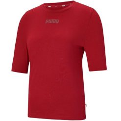 Koszulka damska Puma Modern Basics Tee czerwona. Czerwone bluzki damskie Puma, s, bez wzorów, sportowe, bez kołnierzyka, bez ramiączek. Za 64.35 zł.