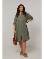 Curvy Lady Lniana sukienka w kolorze khaki rozmiar: 48/50. Brązowe sukienki damskie Curvy Lady, bez wzorów, ze lnu, klasyczne, bez ramiączek. Za 184.46 zł.