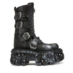 Botki NEW ROCK. Szare botki damskie NEW ROCK, rockowe, bez obcasa, na słupku, bez zapięcia. Za 1,699.00 zł.