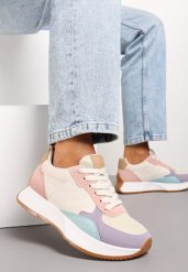 Beżowo-Różowe Sneakersy z Siateczką na Nosku Opimetia. Brązowe obuwie sportowe damskie Born2be, bez zapięcia. Za 99.99 zł.