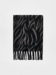 Szalik z frędzlami - ciemnoszary. Szare szaliki damskie Reserved, bez wzorów. W wyprzedaży za 39.99 zł.