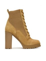 Aldo Botki Rebellious 14058756 Brązowy. Brązowe botki damskie ALDO, z nubiku, bez obcasa, na słupku, bez zapięcia. Za 529.99 zł.