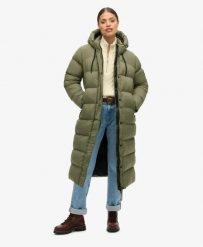 Superdry Ripstop Longline Puffer Jacket — Długa pikowana kurtka ripstop. Zielone kurtki damskie Superdry, bez wzorów, z materiału, bez kaptura. Za 515.50 zł.