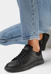 Czarne Klasyczne Sneakersy Siremea. Czarne obuwie sportowe damskie Born2be, bez zapięcia, tenisowe. Za 49.99 zł.