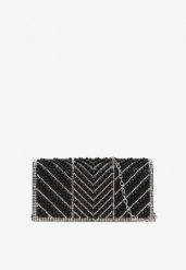 Czarna Torebka Kopertówka Vicez z Łańcuszkiem Zdobiona Perełkami i Cyrkoniami Vemiluna. Czarne torebki klasyczne damskie Renee, z satyny, zdobione, bez dodatków. Za 64.99 zł.