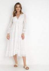 Biała Sukienka Haidatea. Białe sukienki damskie Born2be, z aplikacjami, bez ramiączek. Za 289.99 zł.