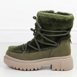 Zielone skórzane botki damskie T.Sokolski Z24-309. Czarne botki damskie Sokolski, na jesień, z materiału, eleganckie, z okrągłym noskiem, bez obcasa, bez zapięcia. Za 269.00 zł.