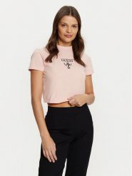 Guess T-Shirt V4YI20 KCDH1 Różowy Boxy Fit. Czerwone t-shirty damskie Guess, l, z aplikacjami, z bawełny, bez kołnierzyka. Za 89.99 zł.