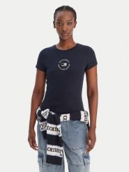Tommy Jeans T-Shirt DW0DW22273 Granatowy Slim Fit. Niebieskie t-shirty damskie Tommy Jeans, m, bez wzorów, z bawełny, bez kołnierzyka. Za 129.99 zł.