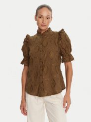 Bruuns Bazaar Bluzka Canterbury Caro BBW4507 Brązowy Regular Fit. Brązowe bluzki damskie Bruuns Bazaar, bez wzorów, z bawełny, bez kołnierzyka, bez ramiączek. Za 499.99 zł.