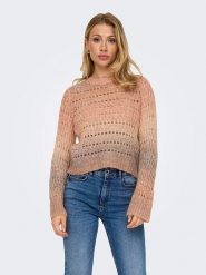 ONLY Sweter w kolorze jasnobrązowo-jasnoróżowym rozmiar: L. Brązowe swetry klasyczne damskie Only, l, ze splotem, bez kołnierzyka. Za 78.84 zł.