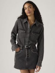 Levi's Koszula dżinsowa w kolorze antracytowym rozmiar: S. Czarne koszule damskie Levi's, s, bez wzorów, z bawełny, bez kołnierzyka, bez ramiączek. Za 149.95 zł.