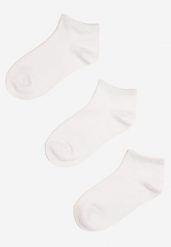 Białe Bawełniane Skarpety Stopki 3-Pack Venandrella. Białe skarpetki damskie Renee, bez wzorów, z bawełny. Za 5.99 zł.