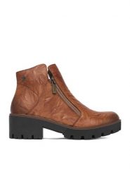 Rieker Botki CEO-79254-22 Brązowy. Brązowe botki damskie Rieker, ze skóry, bez obcasa, na słupku, bez zapięcia. Za 429.99 zł.