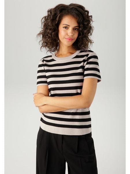 Aniston Sweter w kolorze beżowo-czarnym rozmiar: 42. Brązowe swetry klasyczne damskie Aniston, bez kołnierzyka. Za 56.66 zł.