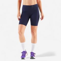 Legginsy do biegania krótkie damskie Kiprun Run 900 Light. Niebieskie legginsy damskie KIPRUN, l, bez wzorów, z materiału. Za 99.99 zł.