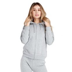 Bluza z bawełna z kaptur na co dzień na siłownię. Szare bluzy damskie LEONE 1947 APPAREL, bez wzorów, z bawełny, bez kaptura. W wyprzedaży za 234.67 zł.
