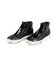Anna Morellini Skórzane sneakersy "Natavia" w kolorze złoto-czarnym rozmiar: 39. Czarne obuwie sportowe damskie Anna Morellini, za kostkę, bez zapięcia. Za 369.82 zł.
