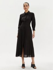 Marella Sukienka letnia Estasi 2413221094 Czarny Regular Fit. Czarne sukienki damskie Marella, bez wzorów, ze lnu, bez ramiączek. Za 589.99 zł.