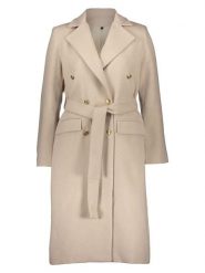 Trendyol Płaszcz przejściowy w kolorze beżowym rozmiar: 34. Brązowe płaszcze damskie Trendyol, bez wzorów, z bawełny, bez kaptura. Za 124.11 zł.