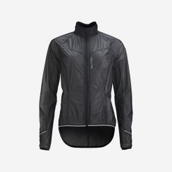 Kurtka przeciwdeszczowa na rower Van Rysel RR 900 damska. Czarne kurtki damskie VAN RYSEL, l, bez wzorów, z materiału, bez kaptura. Za 149.99 zł.