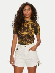 Versace Jeans Couture Bluzka 76HAFMN8 Czarny Slim Fit. Czarne bluzki damskie Versace Jeans Couture, s, bez wzorów, z jeansu, bez kołnierzyka, bez ramiączek. W wyprzedaży za 599.99 zł.