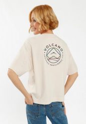 Modna koszulka, Comfort Fit, T-TUZ. Białe koszulki damskie Volcano, m, bez wzorów, z bawełny, bez kołnierzyka, bez ramiączek. Za 69.99 zł.