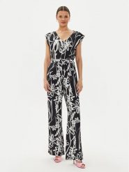 Desigual Kombinezon Macroflor 24WWPWX0 Czarny Regular Fit. Czarne sukienki damskie Desigual, bez wzorów, z wiskozy, bez ramiączek. Za 329.99 zł.