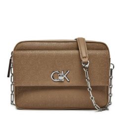 Torebka Calvin Klein. Brązowe listonoszki damskie Calvin Klein, bez wzorów, bez dodatków. Za 279.99 zł.