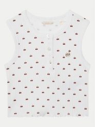 Guess Top J5GP01 KCSQ4 Biały Regular Fit. Białe koszulki i t-shirty dziewczęce Guess, z aplikacjami, z bawełny, bez kołnierzyka, bez ramiączek. Za 69.99 zł.