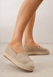 Ciemnobeżowe Klasyczne Espadryle VICES na Grubej Podeszwie z Plecionką Idathelia. Brązowe espadryle damskie Born2be, bez wzorów, z jeansu, bez obcasa. Za 79.99 zł.