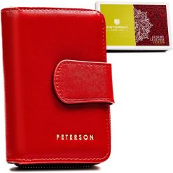 Portfel skórzany Peterson PTN 76115-SGN czerwony. Czerwone portfele damskie Peterson, bez wzorów. Za 105.99 zł.