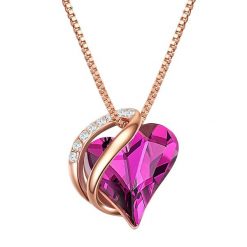 Rafaela Donata Naszyjnik srebrny Serce srebro wysokiej próby zdobiony kryształkami Swarovski® różowe złoto Naszyjniki 1 ct Damski. Czerwone naszyjniki damskie Rafaela Donata, z ametystem, pozłacane. Za 318.99 zł.