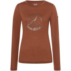 Koszulka z długim rękawem damska SUPER.NATURAL W Mountain Mandala Tree. Brązowe koszulki damskie super.natural, l, bez wzorów, bez kołnierzyka, bez ramiączek. Za 279.99 zł.