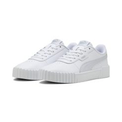 Damskie sneakersy Carina 3.0 PUMA White Silver Mist Gray. Białe obuwie sportowe damskie Puma, bez zapięcia, tenisowe. Za 279.00 zł.