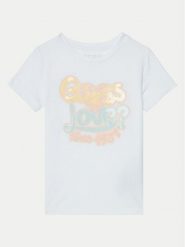 Guess T-Shirt K5RI06 K6YW4 Biały Regular Fit. Białe koszulki i t-shirty dziewczęce Guess, z aplikacjami, z bawełny, bez kołnierzyka, bez ramiączek. Za 49.99 zł.