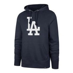 Bluza z kapturem Los Angeles Dodgers MLB. Niebieskie bluzy damskie 47 Brand, l, bez wzorów, z materiału, z kapturem. Za 372.50 zł.