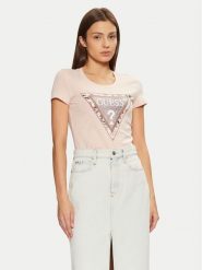Guess T-Shirt W5RI22 J1314 Écru Regular Fit. T-shirty damskie Guess, s, z aplikacjami, z bawełny, bez kołnierzyka. Za 129.99 zł.