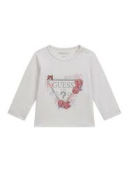 Guess Bluzka K6YI24 K3732 Biały Regular Fit. Białe bluzki i koszule dziewczęce Guess, z aplikacjami, z bawełny, bez kołnierzyka, bez ramiączek. Za 74.99 zł.