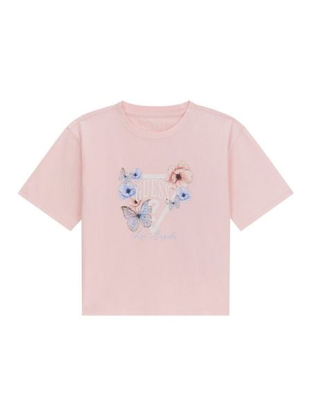 Guess T-Shirt J6RI32 K6YW4 Różowy Regular Fit. Czerwone koszulki i t-shirty dziewczęce Guess, z aplikacjami, z bawełny, bez kołnierzyka, bez ramiączek. Za 89.99 zł.