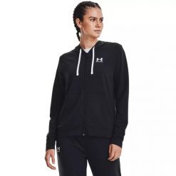 Bluza treningowa damska Under Armour Rival Terry Full Zip Hoodie. Czarne bluzy damskie Under Armour, xl, bez wzorów, z kapturem. Za 129.99 zł.