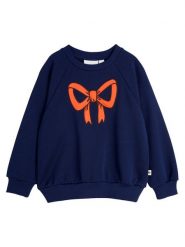 MINI RODINI Bluza Bow 2512012960 Granatowy Regular Fit. Niebieskie bluzy dziewczęce Mini Rodini, bez wzorów, z bawełny, bez ramiączek, bez kaptura. Za 159.99 zł.