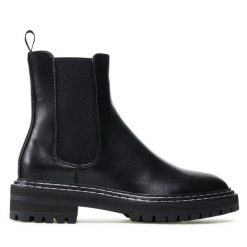Sztyblety ONLY Shoes. Czarne botki damskie ONLY SHOES, bez obcasa, na płaskiej podeszwie, bez zapięcia. Za 189.99 zł.